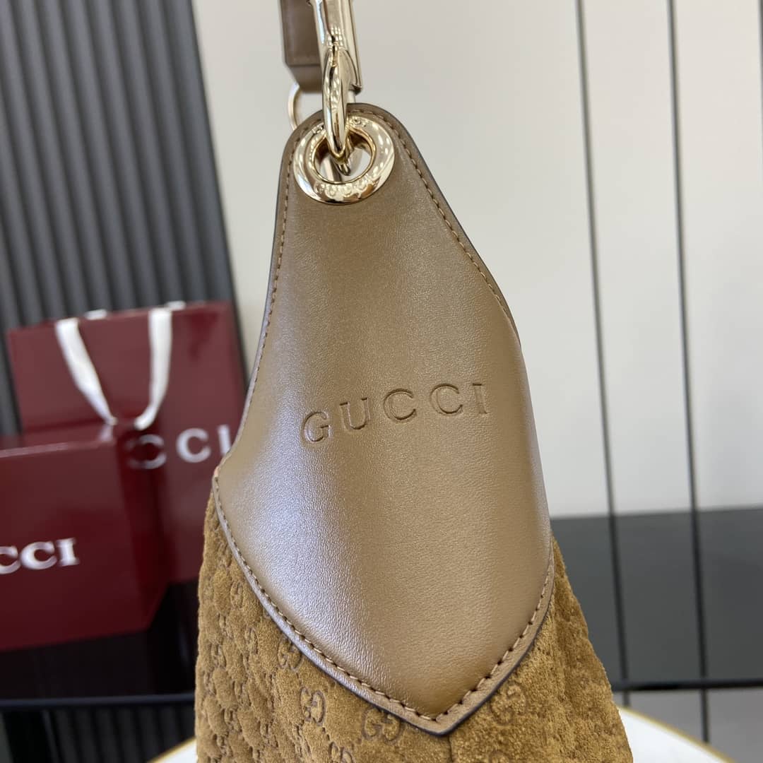 Gucci B GG Suede Embossed Large Brown Hobo Bag_4_163456 Gucci B GG Suede Embossed Large Brown Hobo Bag