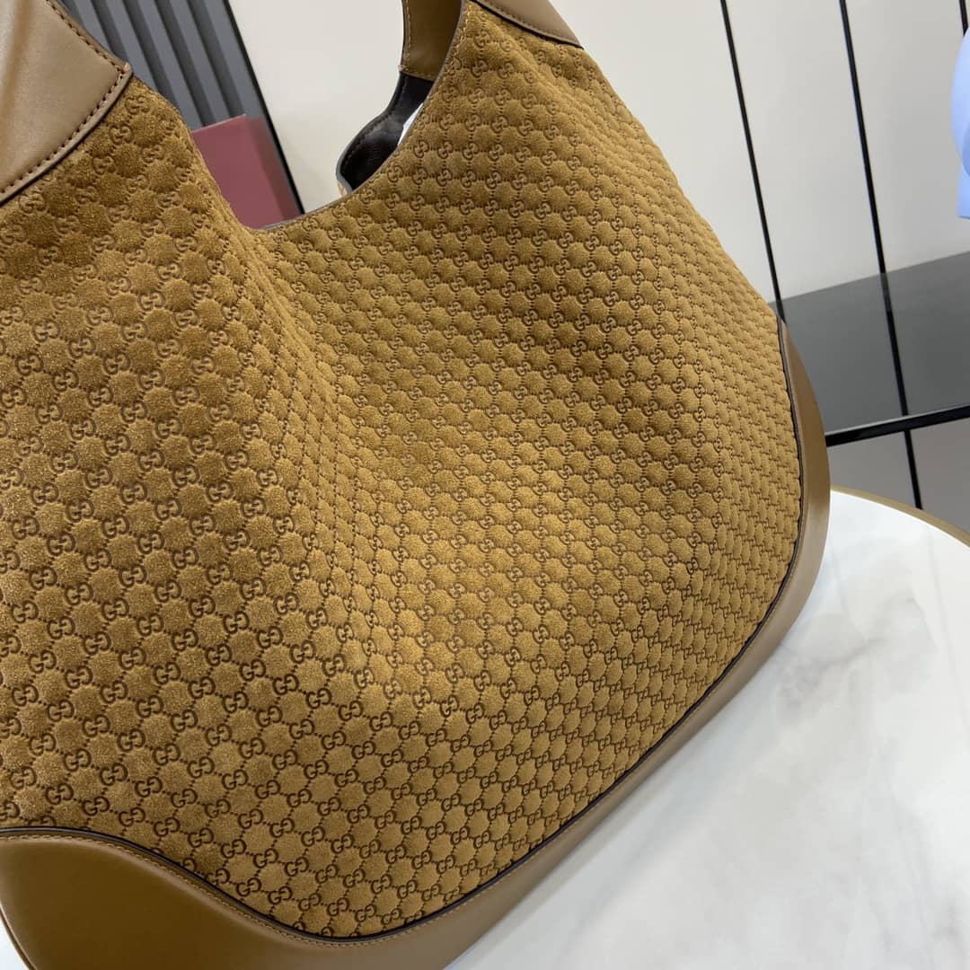 Gucci B GG Suede Embossed Large Brown Hobo Bag_5_163456 Gucci B GG Suede Embossed Large Brown Hobo Bag