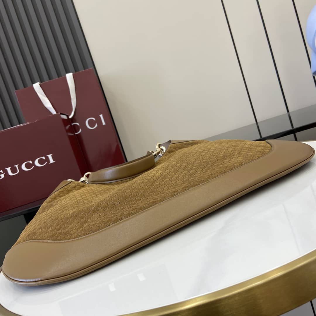 Gucci B GG Suede Embossed Large Brown Hobo Bag_6_163456 Gucci B GG Suede Embossed Large Brown Hobo Bag