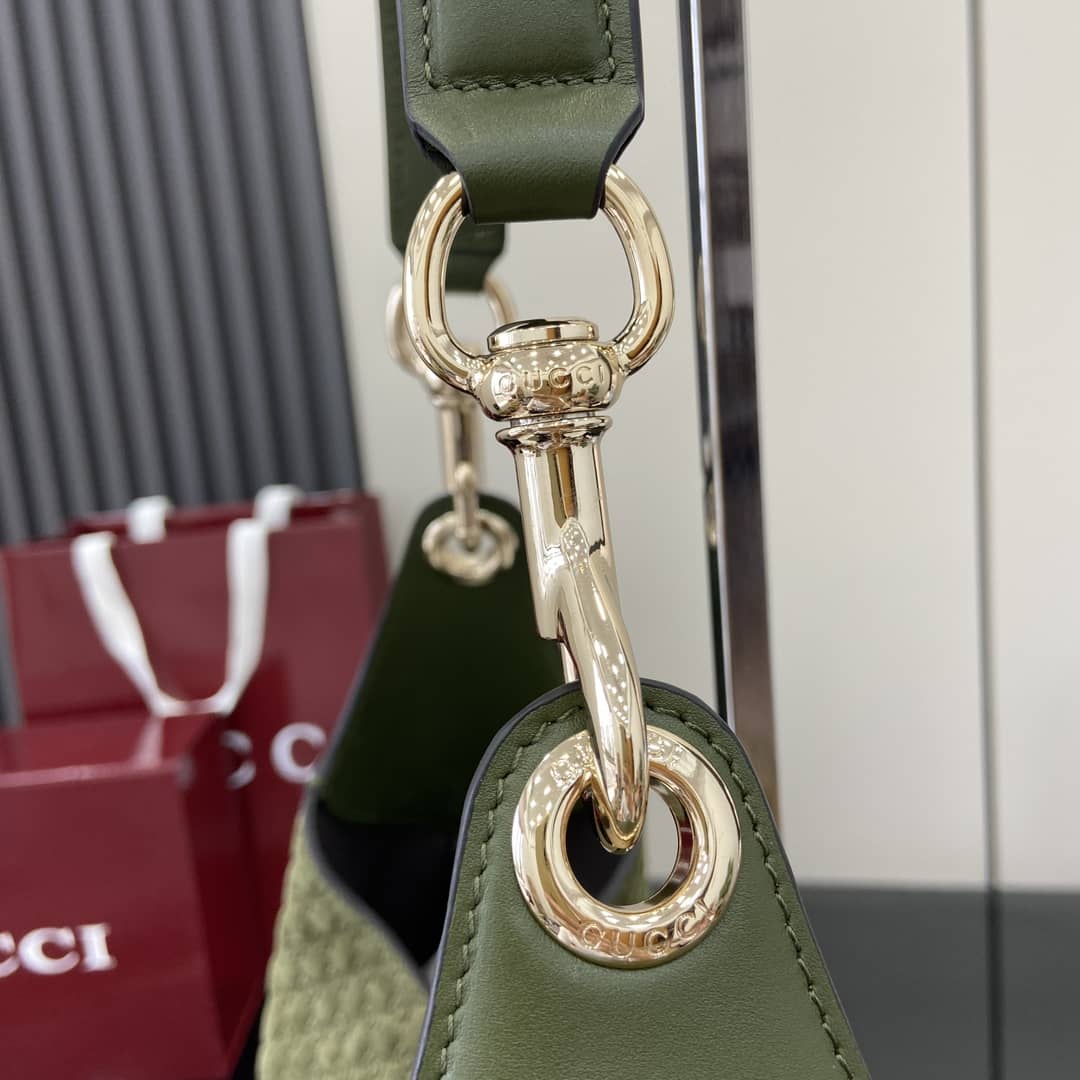Gucci B GG Embossed Suede Large Green Hobo Bag_4_163466 Gucci B GG Embossed Suede Large Green Hobo Bag