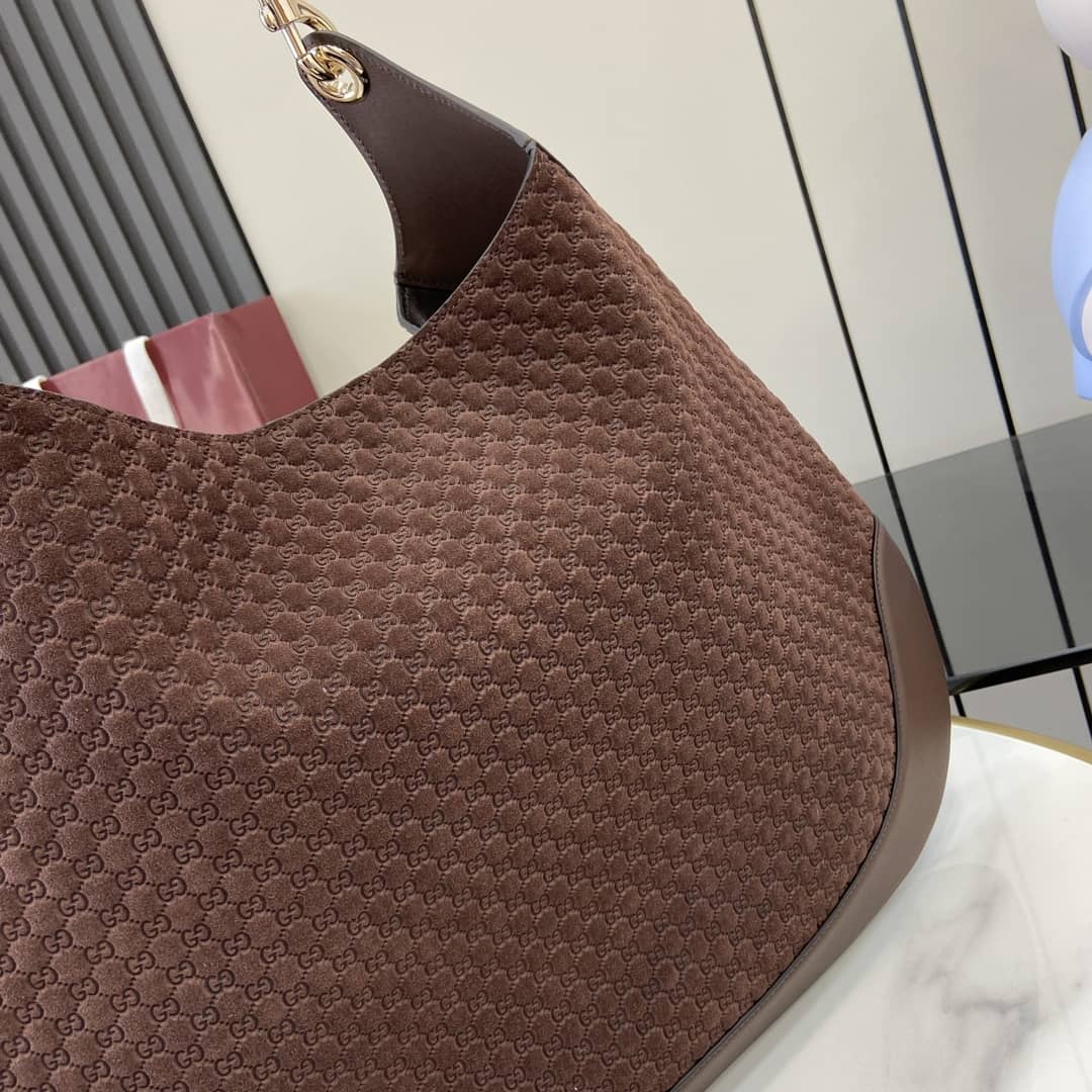 Gucci B GG Suede Embossed Large Brown Hobo Bag_4_163476 Gucci B GG Suede Embossed Large Brown Hobo Bag