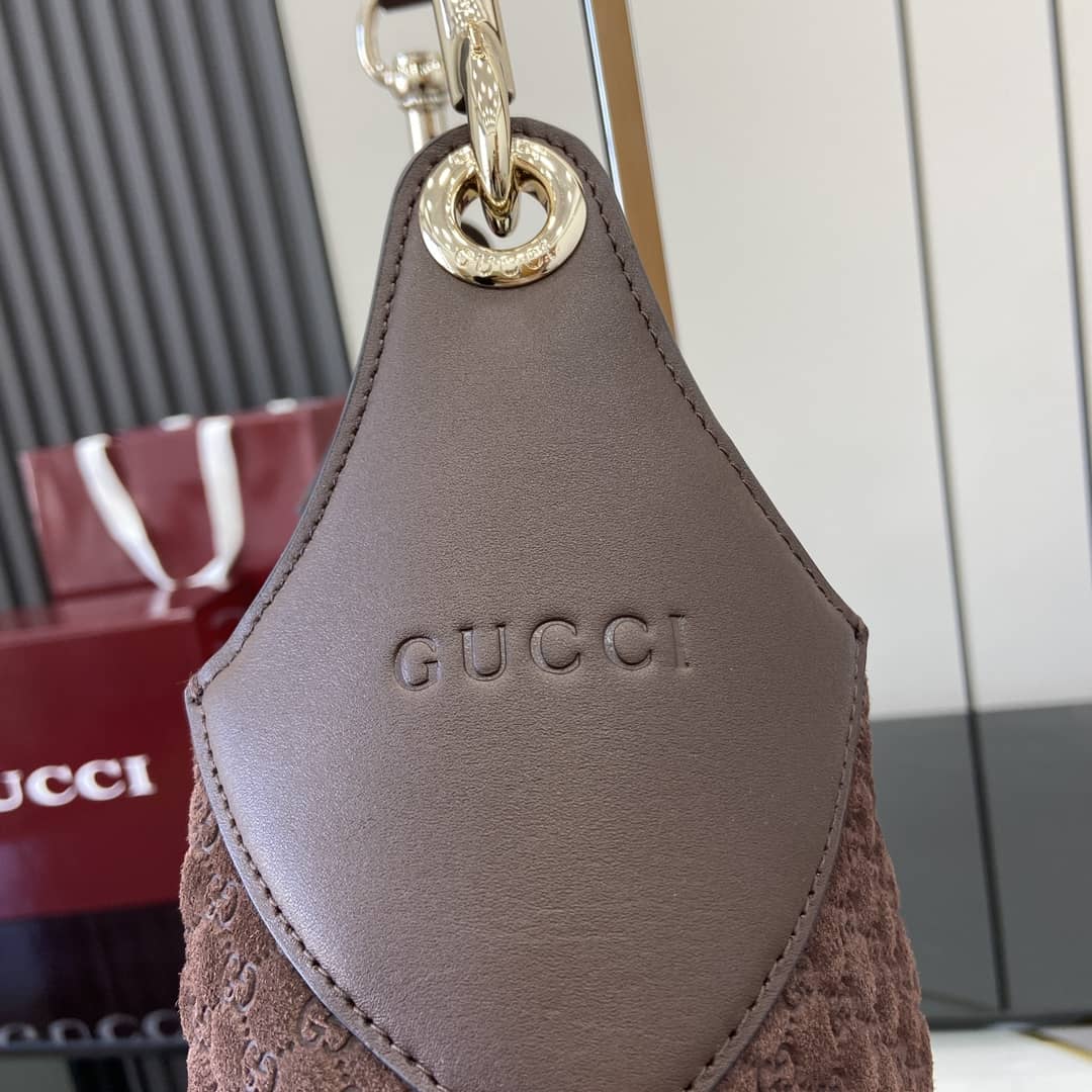 Gucci B GG Suede Embossed Large Brown Hobo Bag_6_163476 Gucci B GG Suede Embossed Large Brown Hobo Bag