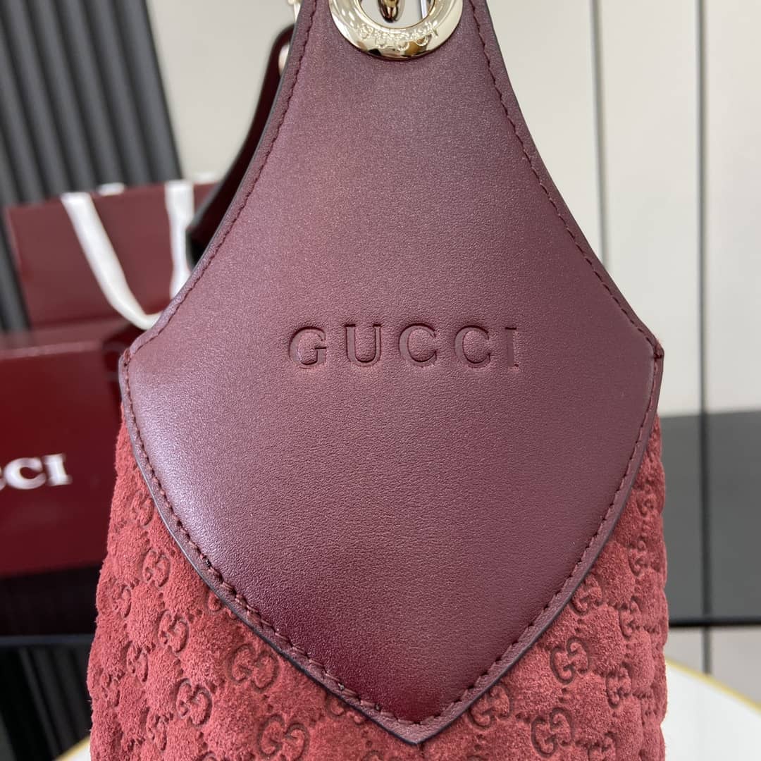 Gucci B GG Suede Embossed Large Red Hobo Bag_4_163486 Gucci B GG Suede Embossed Large Red Hobo Bag