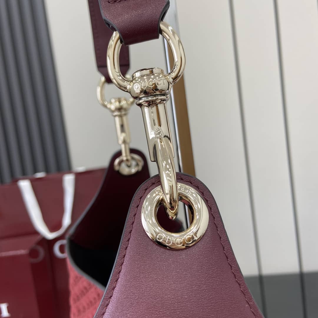 Gucci B GG Suede Embossed Large Red Hobo Bag_5_163486 Gucci B GG Suede Embossed Large Red Hobo Bag