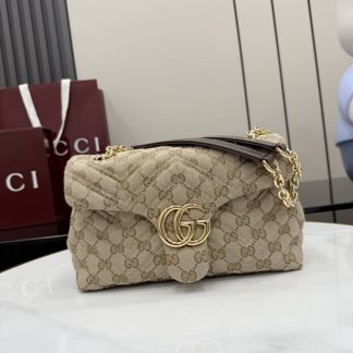 Gucci Marmont GG Canvas Small Sand Brown Bag