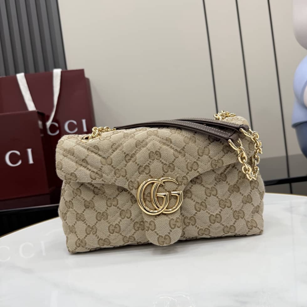 Gucci Marmont GG Canvas Small Sand Brown Bag_10_163506 Gucci Marmont GG Canvas Small Sand Brown Bag