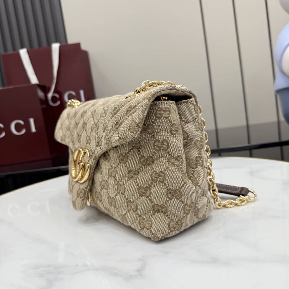 Gucci Marmont GG Canvas Small Sand Brown Bag_2_163506 Gucci Marmont GG Canvas Small Sand Brown Bag