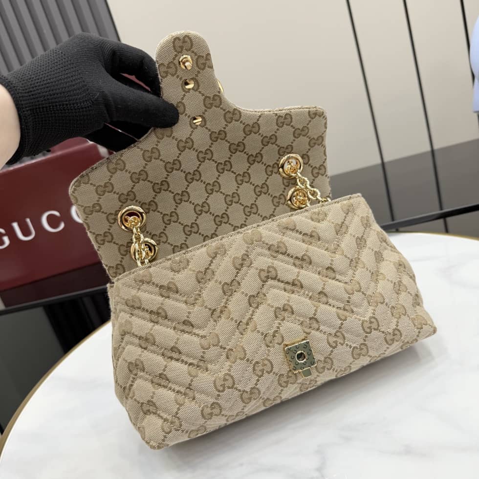 Gucci Marmont GG Canvas Small Sand Brown Bag_5_163506 Gucci Marmont GG Canvas Small Sand Brown Bag