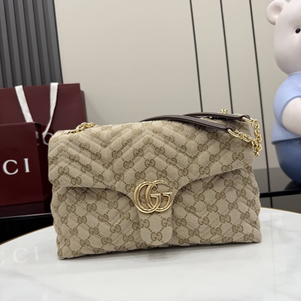 Gucci Marmont GG Canvas Medium Sand Brown Bag_10_163516 Gucci Marmont GG Canvas Medium Sand Brown Bag