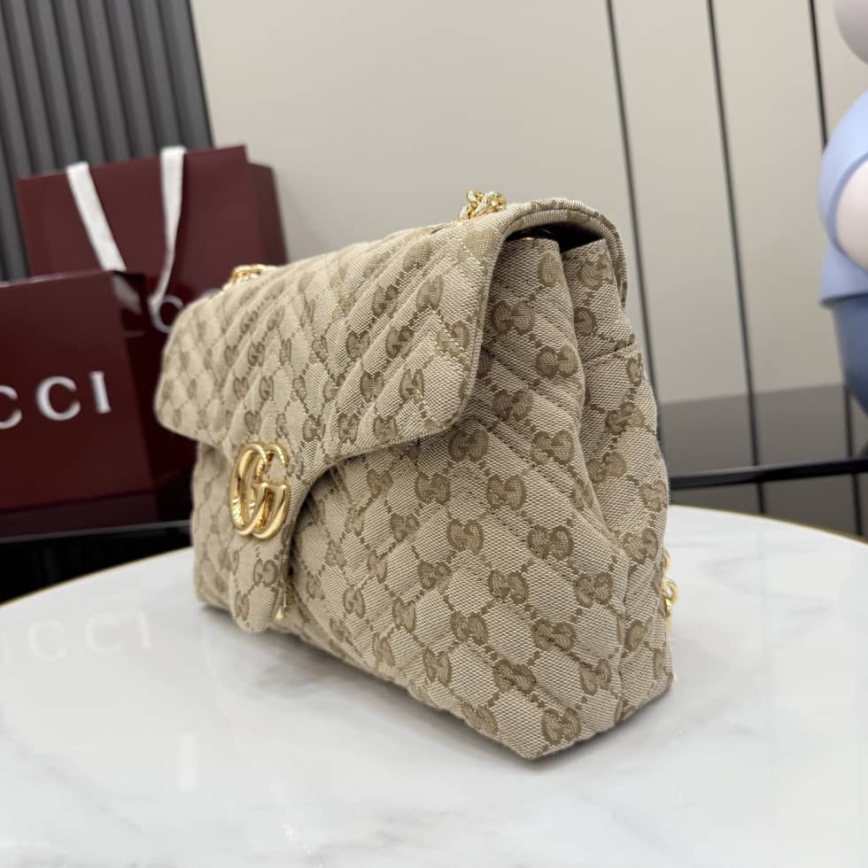 Gucci Marmont GG Canvas Medium Sand Brown Bag_2_163516 Gucci Marmont GG Canvas Medium Sand Brown Bag
