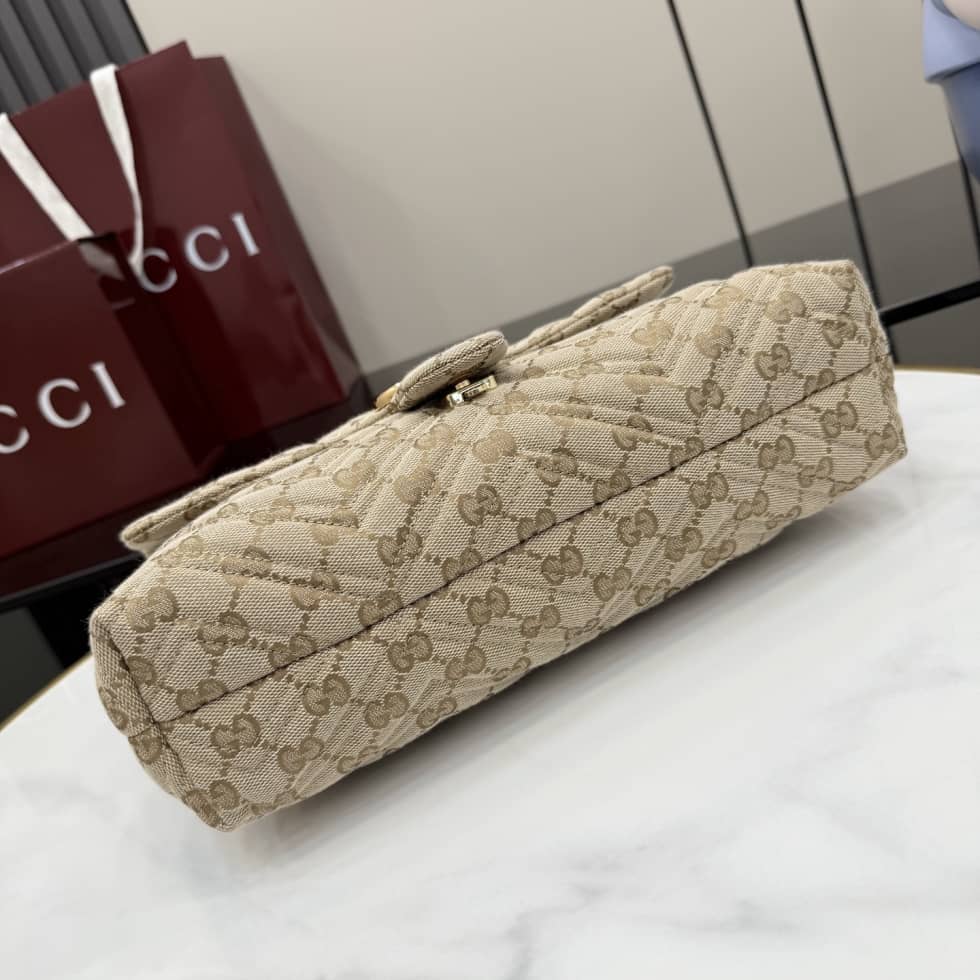 Gucci Marmont GG Canvas Medium Sand Brown Bag_3_163516 Gucci Marmont GG Canvas Medium Sand Brown Bag