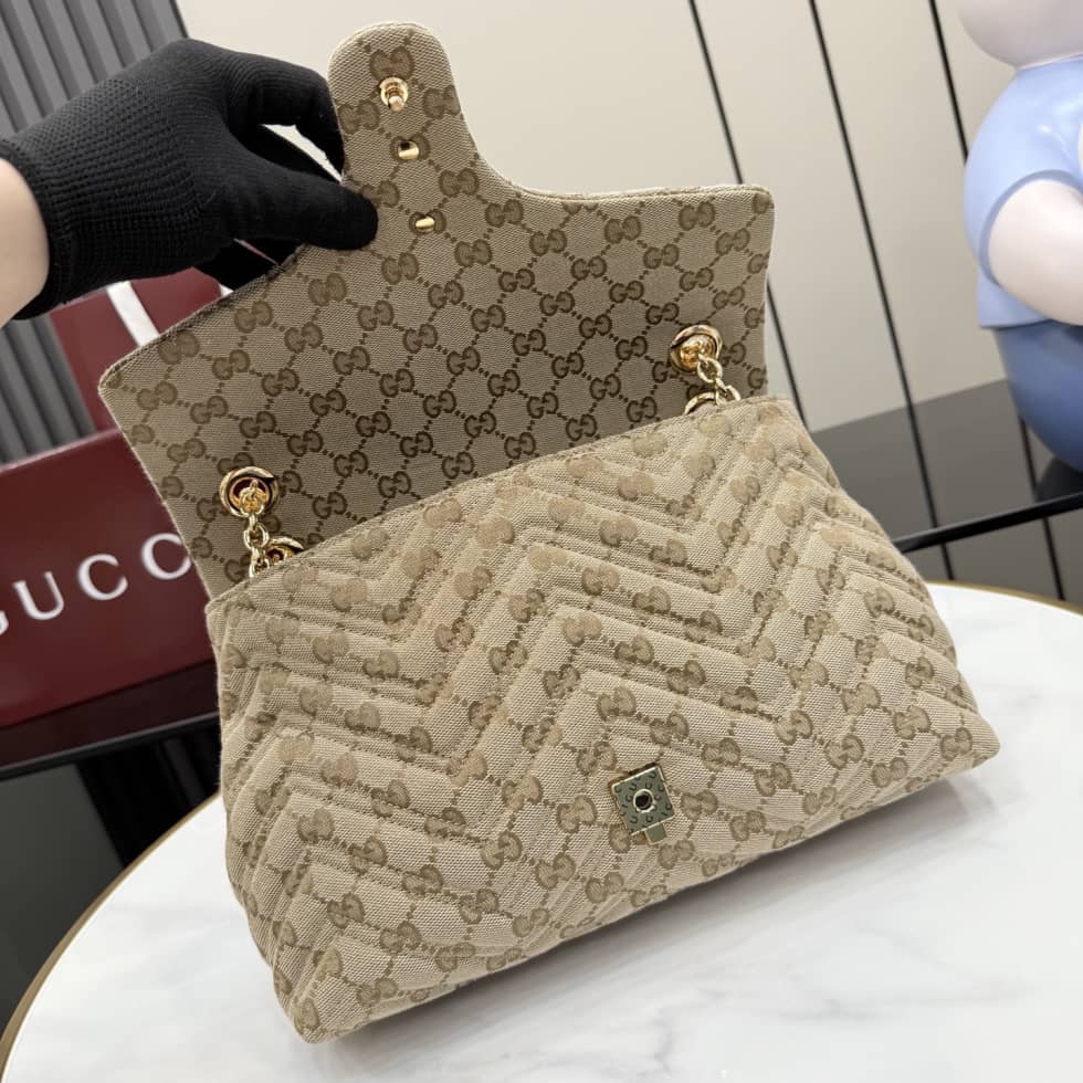 Gucci Marmont GG Canvas Medium Sand Brown Bag_5_163516 Gucci Marmont GG Canvas Medium Sand Brown Bag