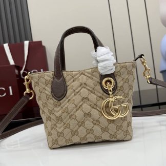 Gucci Marmont GG Canvas Small Sand Brown Tote