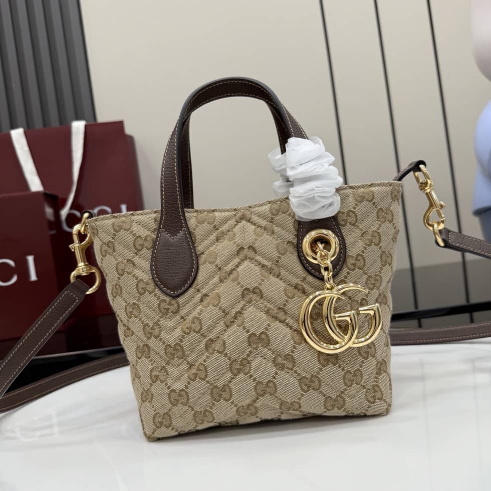 Gucci Marmont GG Canvas Small Sand Brown Tote_10_163526 Gucci Marmont GG Canvas Small Sand Brown Tote