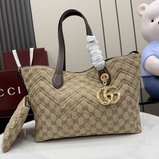 Gucci Marmont GG Canvas Medium Sand Brown Tote