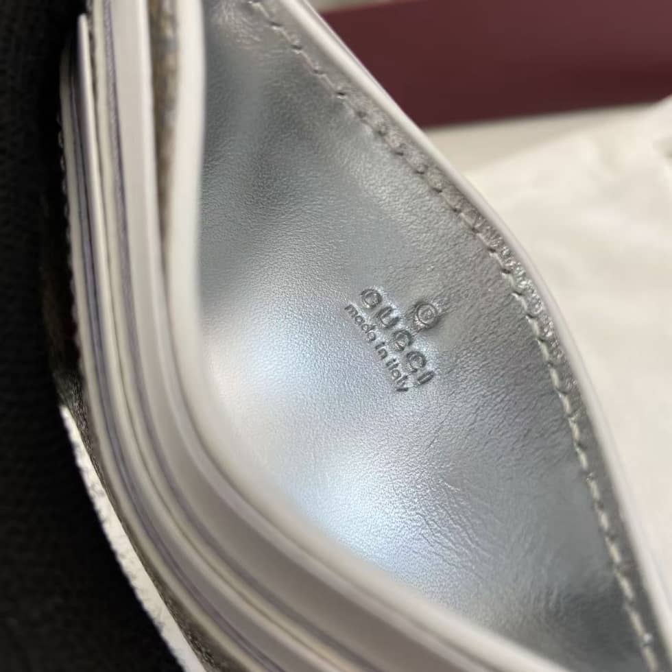 Gucci GG Emblem Beige Silver Card Case 819121_8_163546 Gucci GG Emblem Beige Silver Card Case 819121