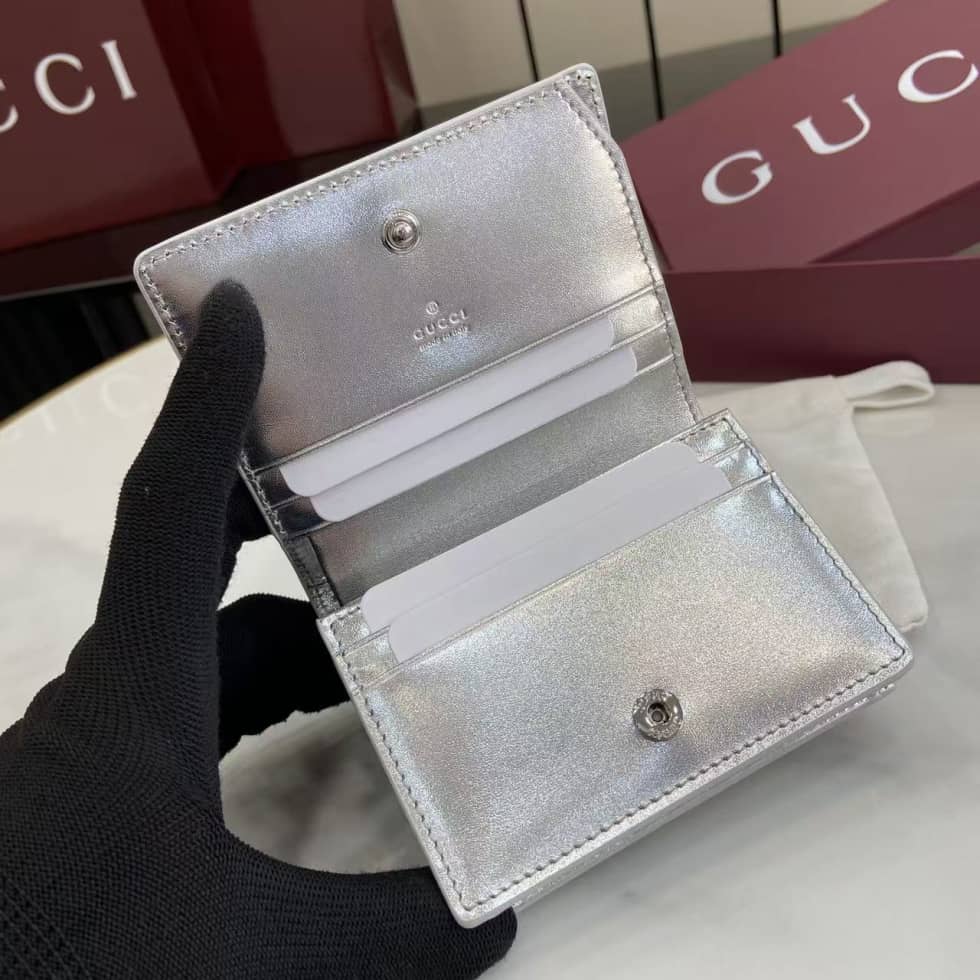 Gucci GG Emblem Small Beige Silver Wallet 820692_6_163556 Gucci GG Emblem Small Beige Silver Wallet 820692