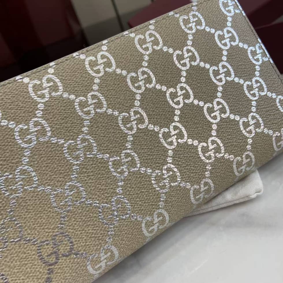 Gucci GG Emblem Beige Silver Zip Around Long Wallet_5_163566 Gucci GG Emblem Beige Silver Zip Around Long Wallet