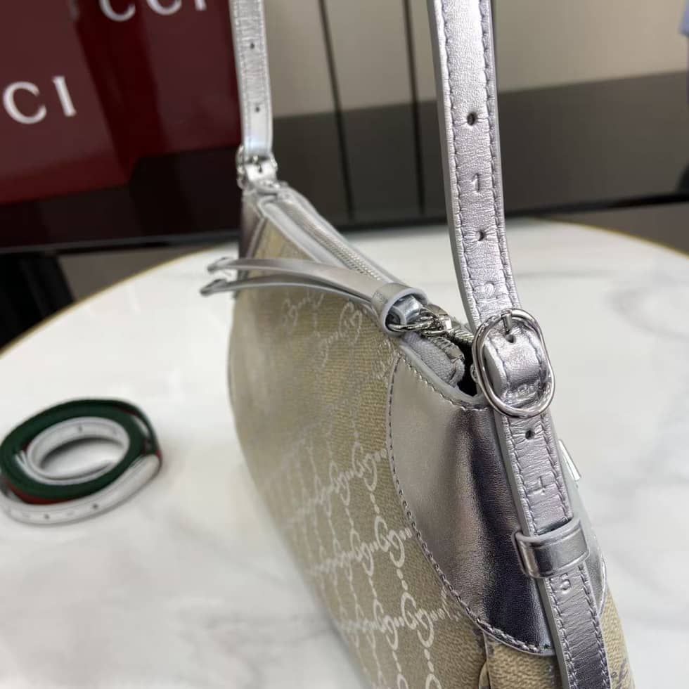 Gucci GG Emblem Small Beige Silver Shoulder Bag_5_163586 Gucci GG Emblem Small Beige Silver Shoulder Bag
