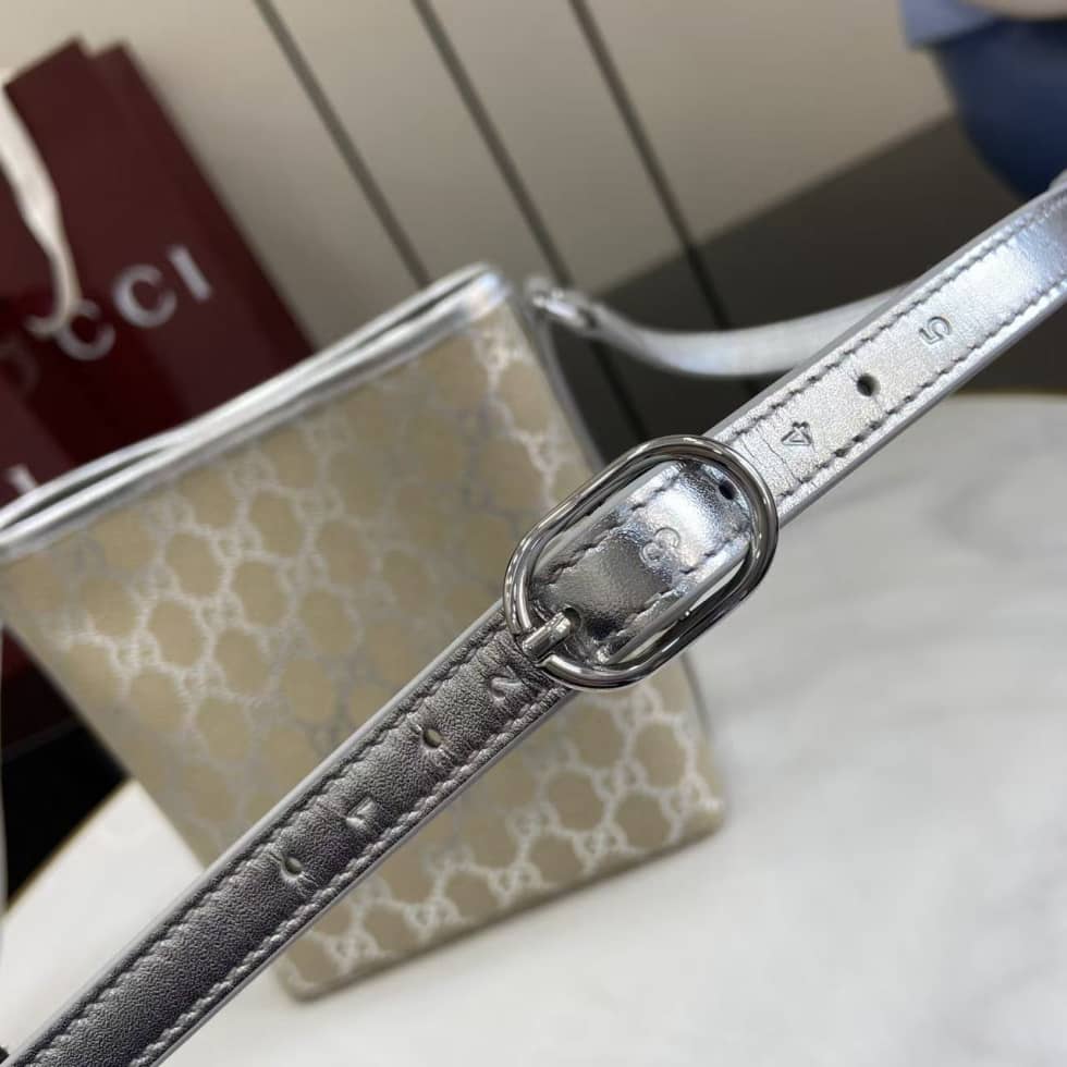 Gucci GG Emblem Nano Beige Silver Bucket Bag_4_163596 Gucci GG Emblem Nano Beige Silver Bucket Bag