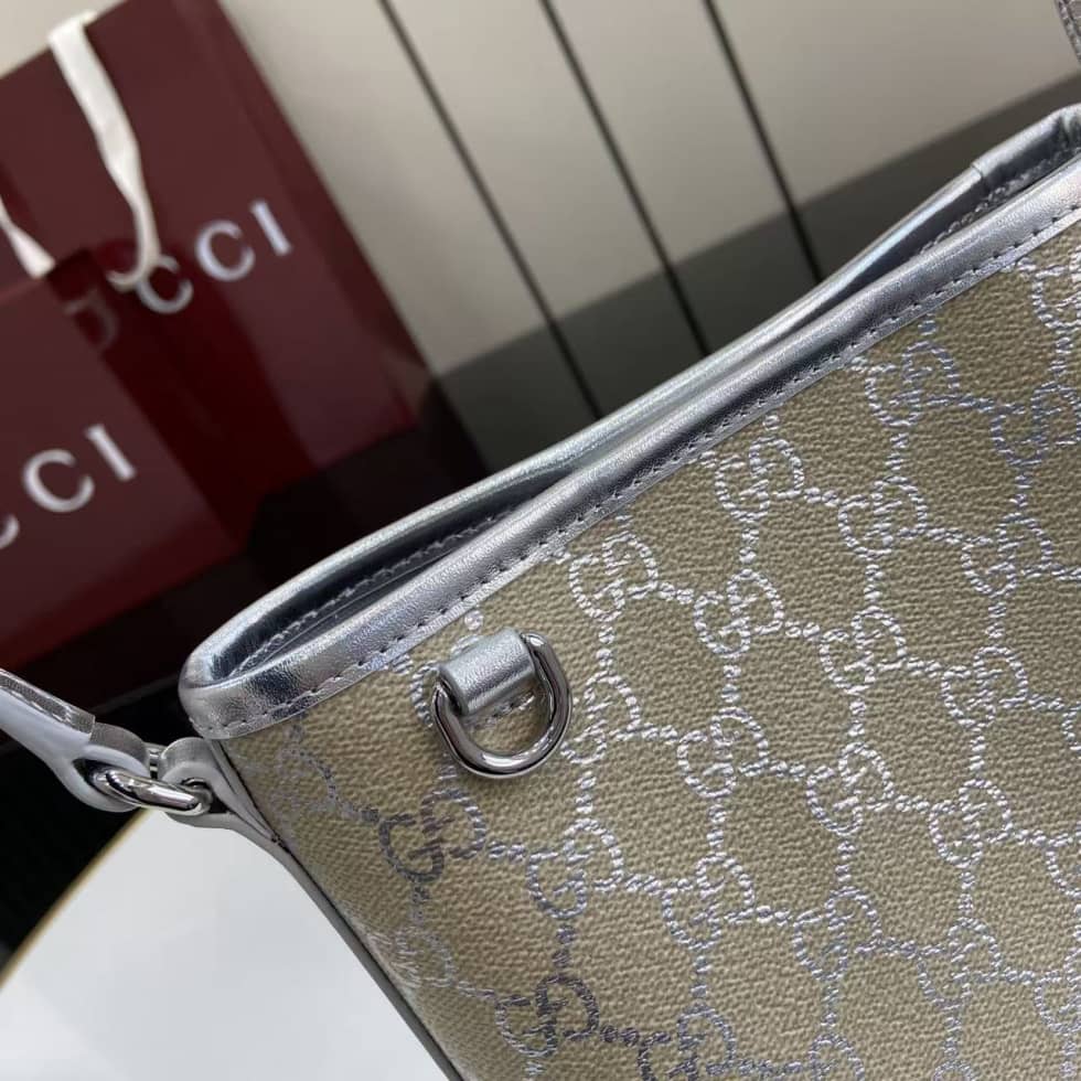 Gucci GG Emblem Nano Beige Silver Bucket Bag_6_163596 Gucci GG Emblem Nano Beige Silver Bucket Bag
