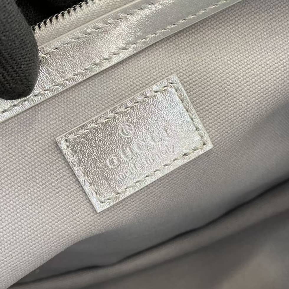 Gucci GG Emblem Medium Beige Silver Bucket Bag_8_163616 Gucci GG Emblem Medium Beige Silver Bucket Bag