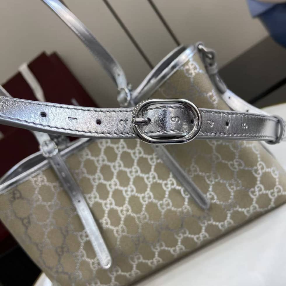 Gucci GG Emblem Medium Beige Silver Tote Bag_4_163626 Gucci GG Emblem Medium Beige Silver Tote Bag