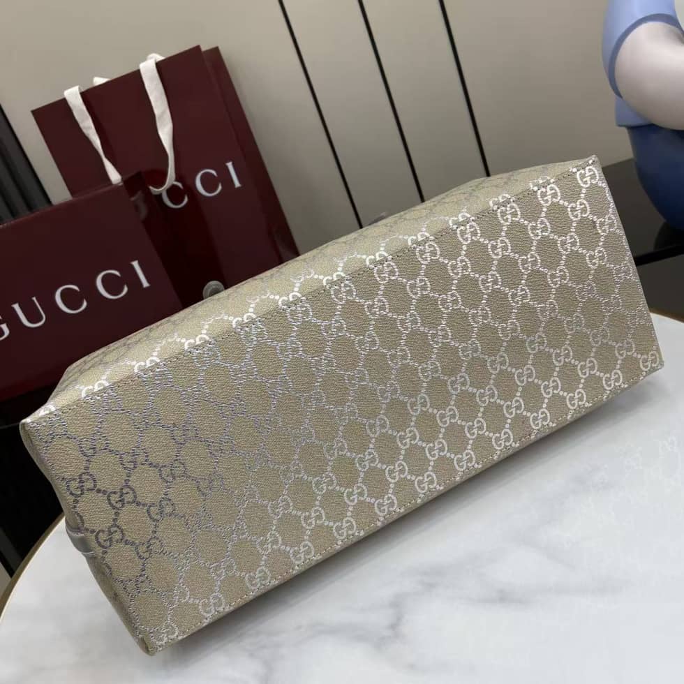 Gucci GG Emblem Large Beige Silver Tote Bag_3_163636 Gucci GG Emblem Large Beige Silver Tote Bag