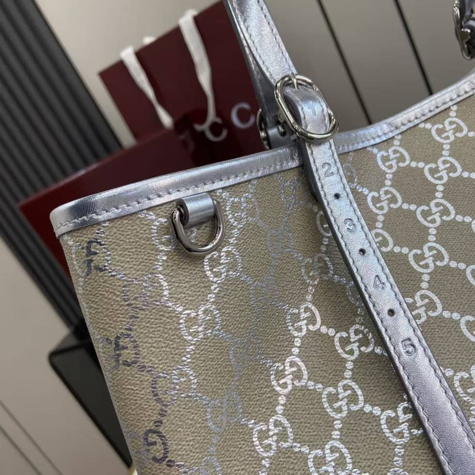 Gucci GG Emblem Large Beige Silver Tote Bag_4_163636 Gucci GG Emblem Large Beige Silver Tote Bag
