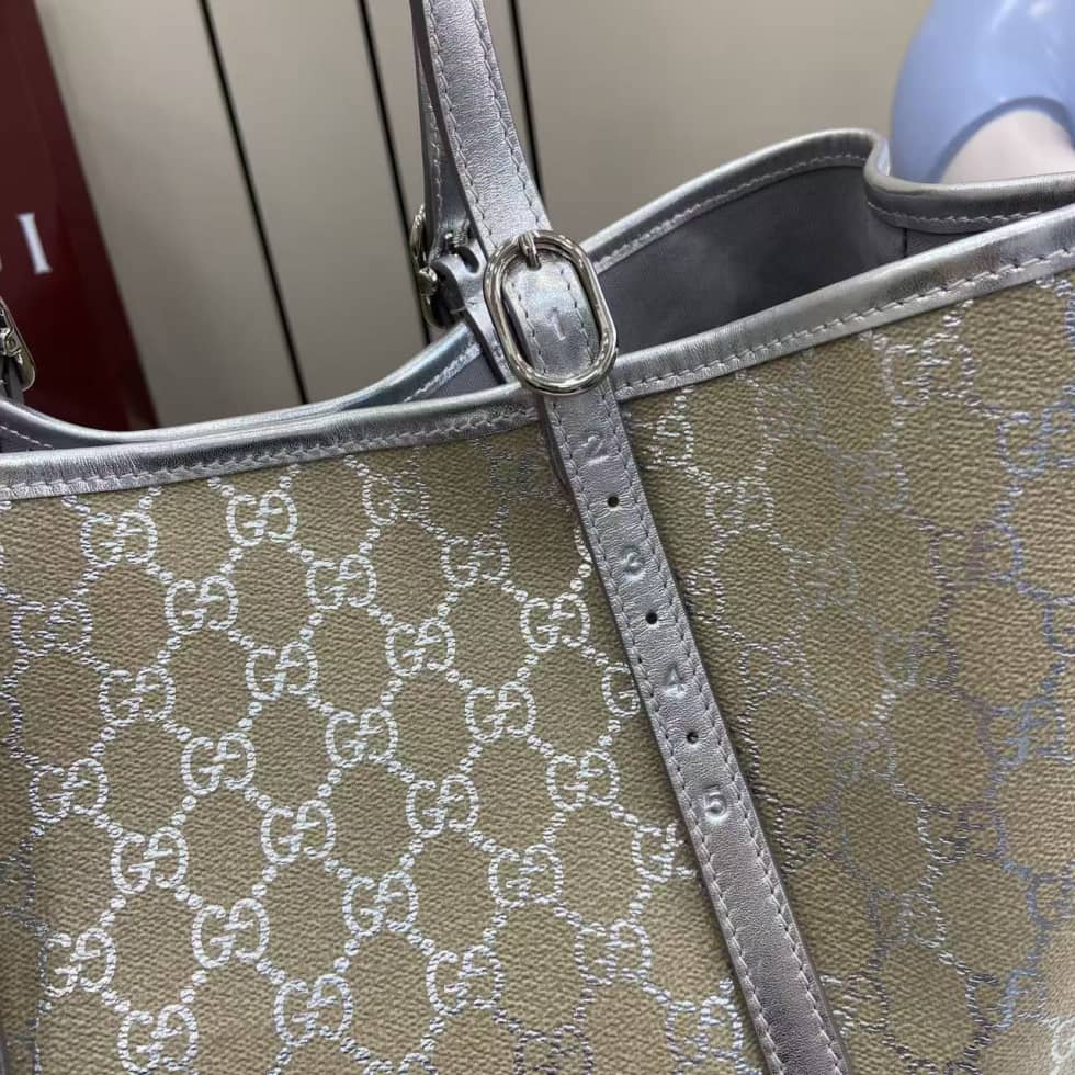 Gucci GG Emblem Large Beige Silver Tote Bag_5_163636 Gucci GG Emblem Large Beige Silver Tote Bag