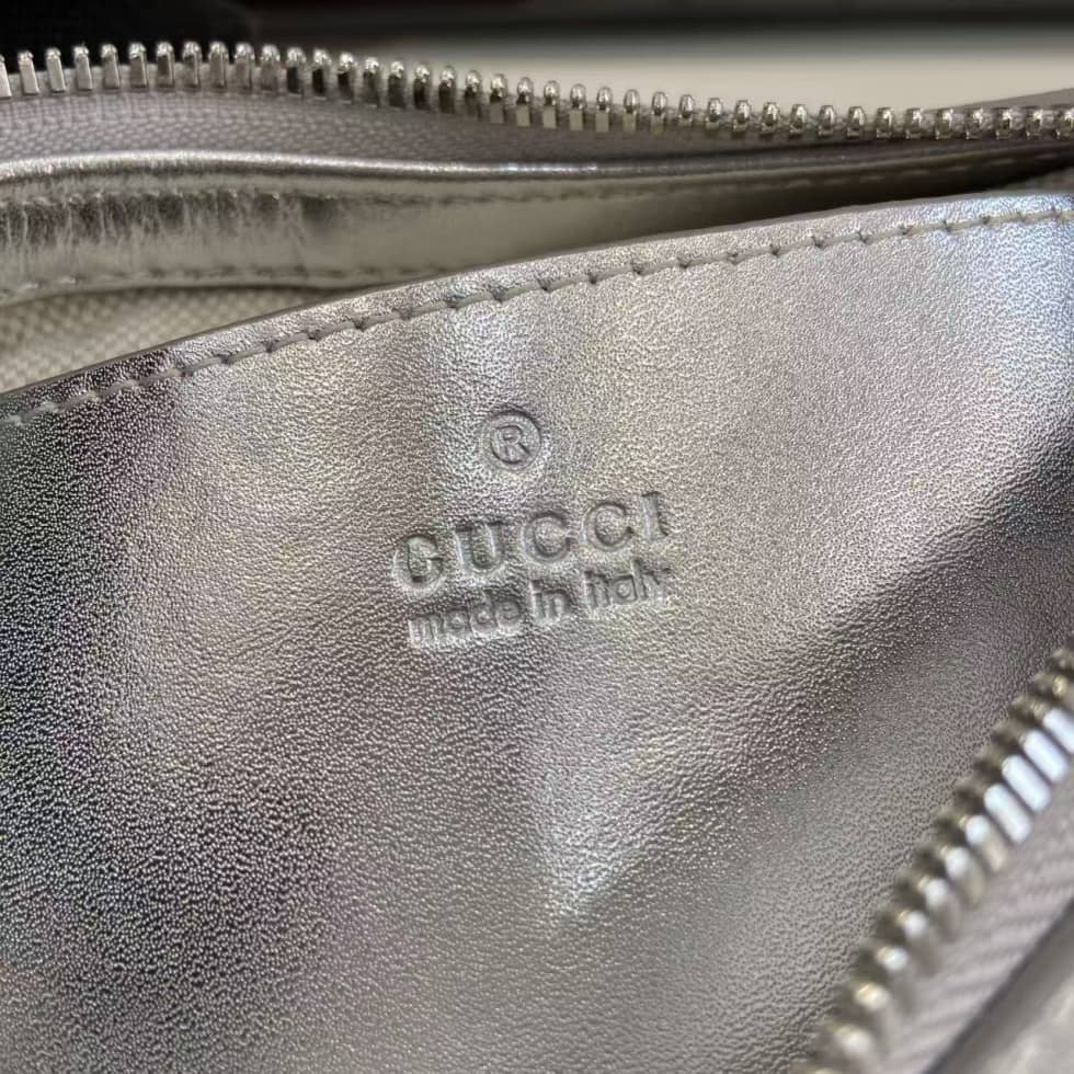 Gucci GG Emblem Small Silver Shoulder Bag 851631_7_163666 Gucci GG Emblem Small Silver Shoulder Bag 851631