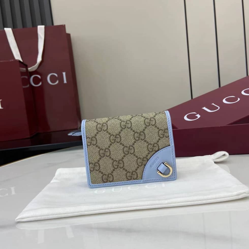 Gucci GG Emblem Small Beige Blue Wallet 820692_10_163696 Gucci GG Emblem Small Beige Blue Wallet 820692