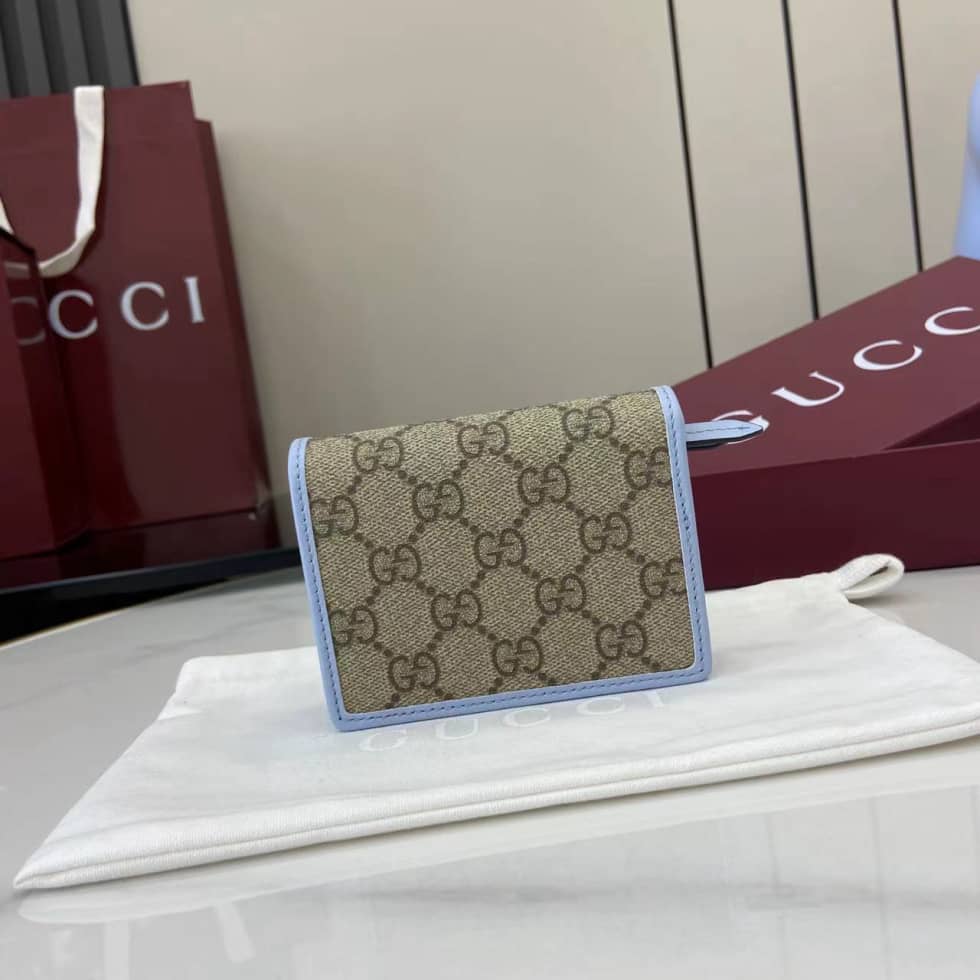 Gucci GG Emblem Small Beige Blue Wallet 820692_1_163696 Gucci GG Emblem Small Beige Blue Wallet 820692