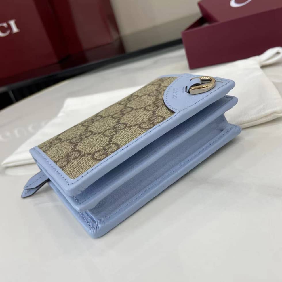 Gucci GG Emblem Small Beige Blue Wallet 820692_2_163696 Gucci GG Emblem Small Beige Blue Wallet 820692
