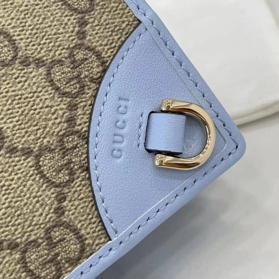 Gucci GG Emblem Small Beige Blue Wallet 820692_4_163696 Gucci GG Emblem Small Beige Blue Wallet 820692