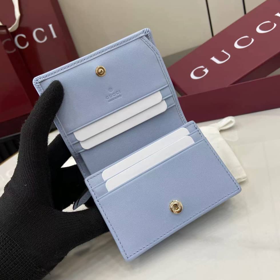 Gucci GG Emblem Small Beige Blue Wallet 820692_6_163696 Gucci GG Emblem Small Beige Blue Wallet 820692