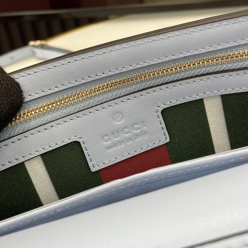 Gucci GG Emblem Beige Blue Wallet with Leather Strap_8_163706 Gucci GG Emblem Beige Blue Wallet with Leather Strap