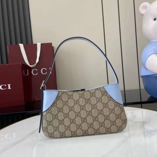 Gucci GG Canvas Super Mini Beige Blue Shoulder Bag