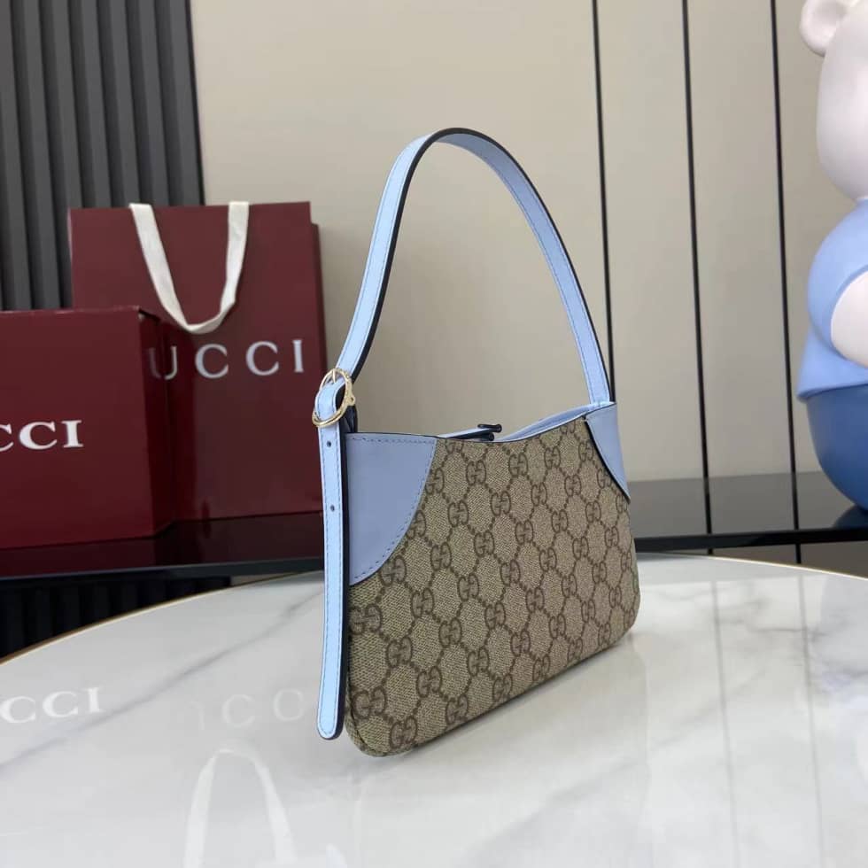 Gucci GG Canvas Super Mini Beige Blue Shoulder Bag_1_163716 Gucci GG Canvas Super Mini Beige Blue Shoulder Bag