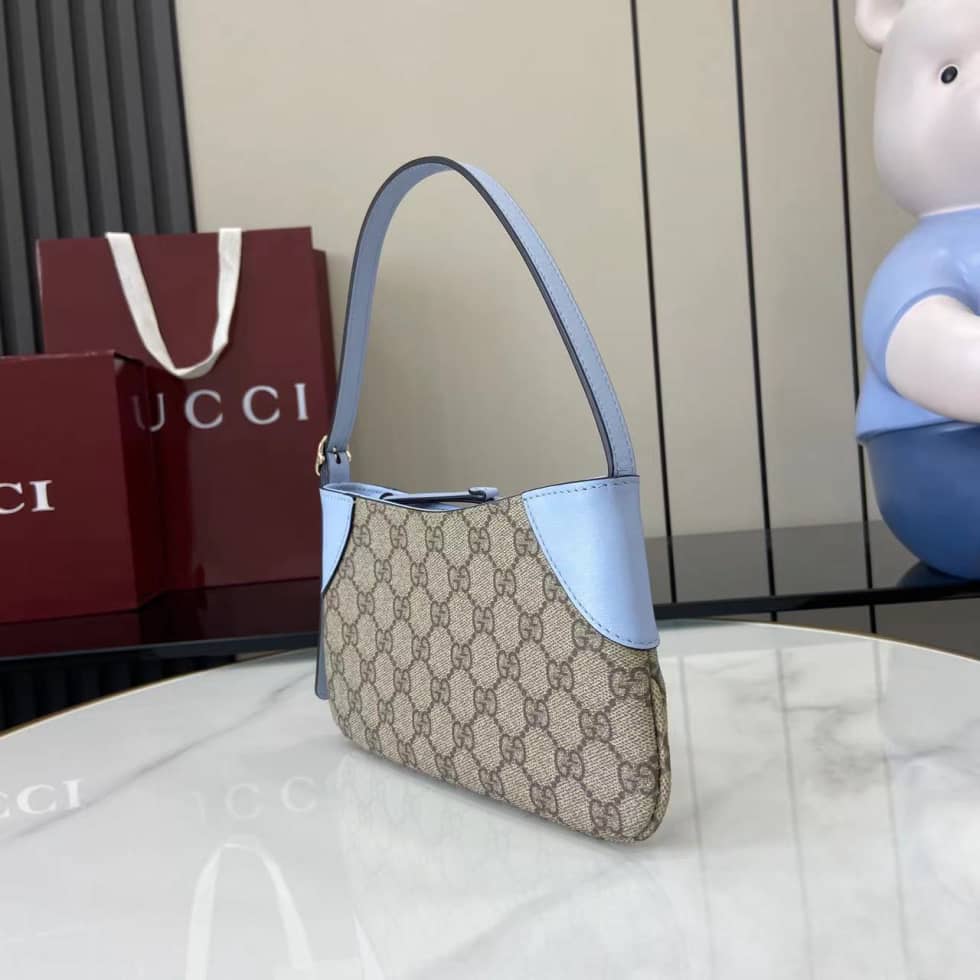 Gucci GG Canvas Super Mini Beige Blue Shoulder Bag_2_163716 Gucci GG Canvas Super Mini Beige Blue Shoulder Bag