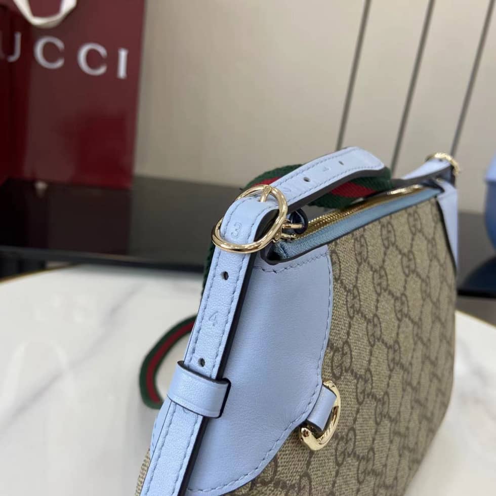 Gucci GG Emblem Small Beige Blue Bag 815218_4_163726 Gucci GG Emblem Small Beige Blue Bag 815218