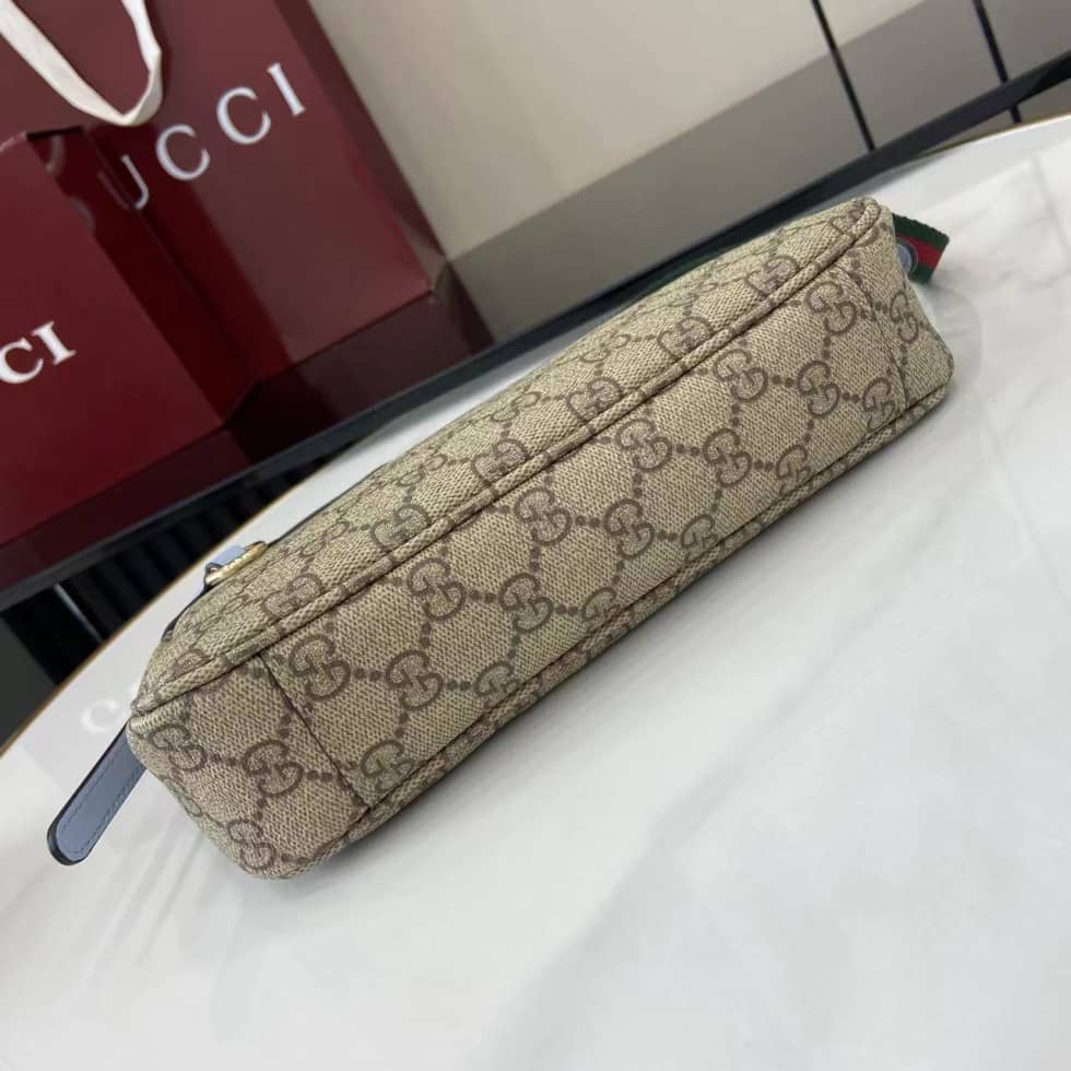 Gucci GG Emblem Small Beige Blue Bag 815218_6_163726 Gucci GG Emblem Small Beige Blue Bag 815218