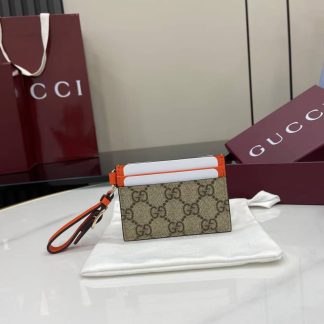 Gucci GG Emblem Beige Orange Card Case 819121