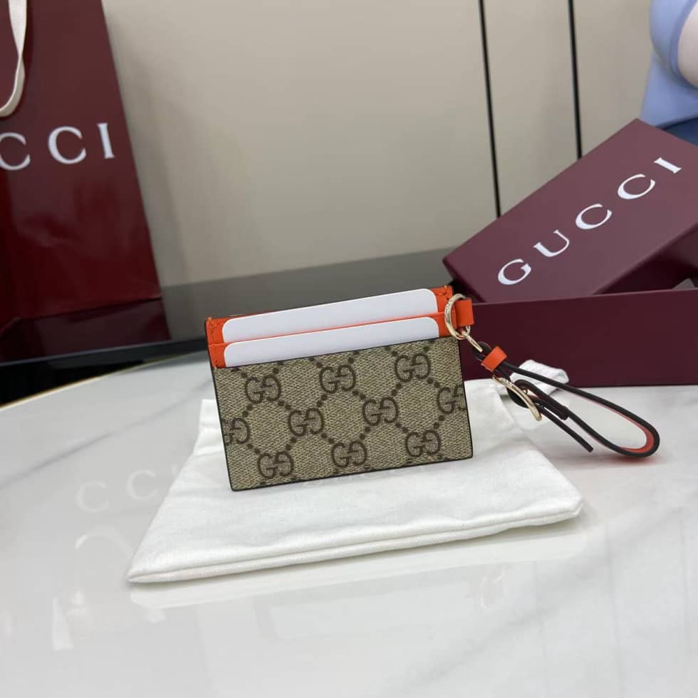 Gucci GG Emblem Beige Orange Card Case 819121_1_163776 Gucci GG Emblem Beige Orange Card Case 819121