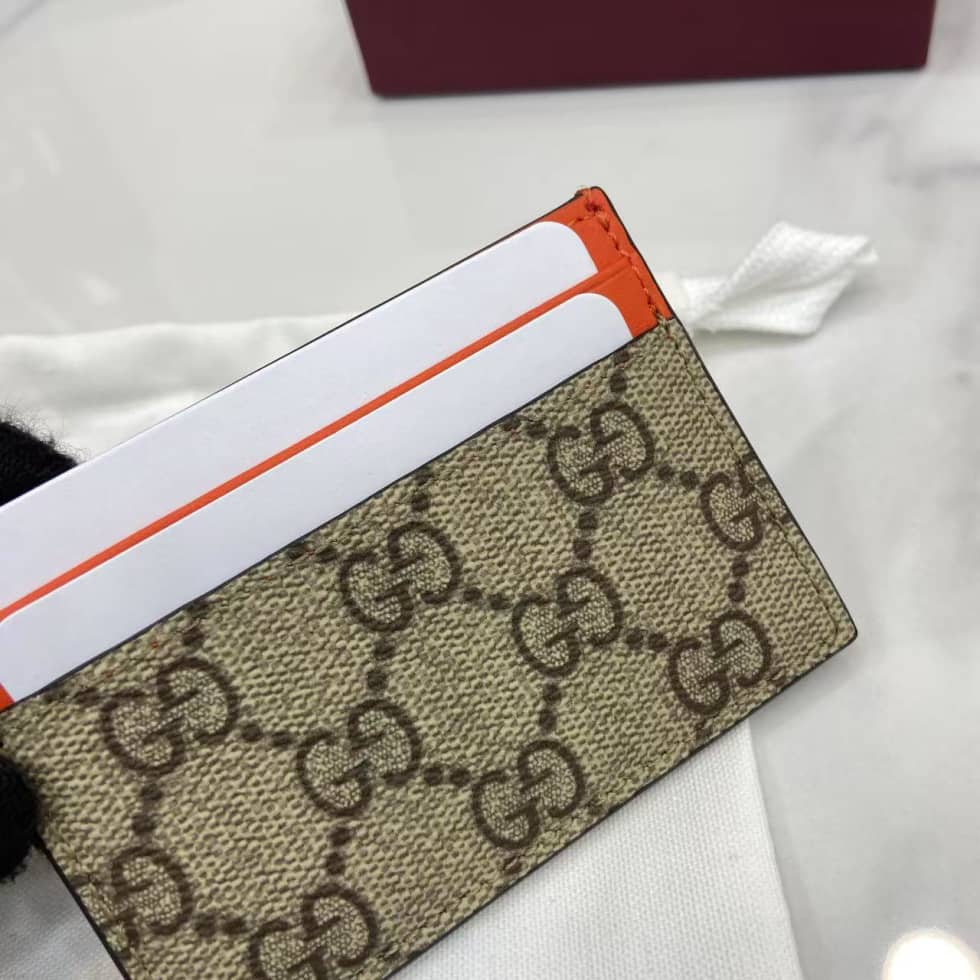 Gucci GG Emblem Beige Orange Card Case 819121_5_163776 Gucci GG Emblem Beige Orange Card Case 819121