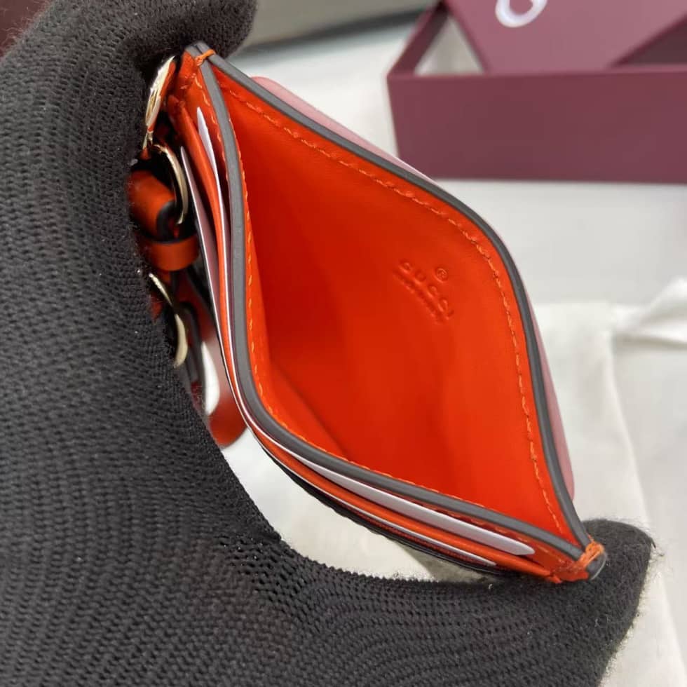 Gucci GG Emblem Beige Orange Card Case 819121_7_163776 Gucci GG Emblem Beige Orange Card Case 819121