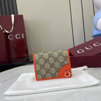 Gucci GG Emblem Small Beige Orange Wallet 820692
