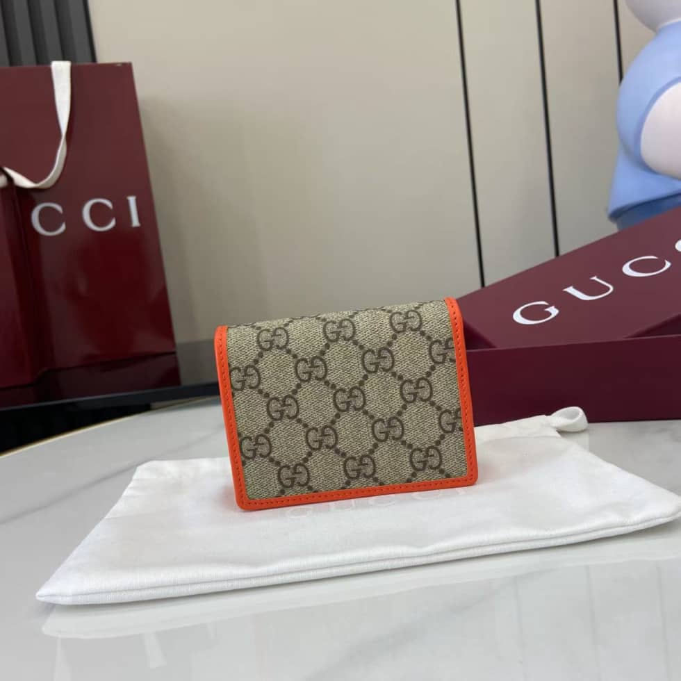 Gucci GG Emblem Small Beige Orange Wallet 820692_1_163786 Gucci GG Emblem Small Beige Orange Wallet 820692