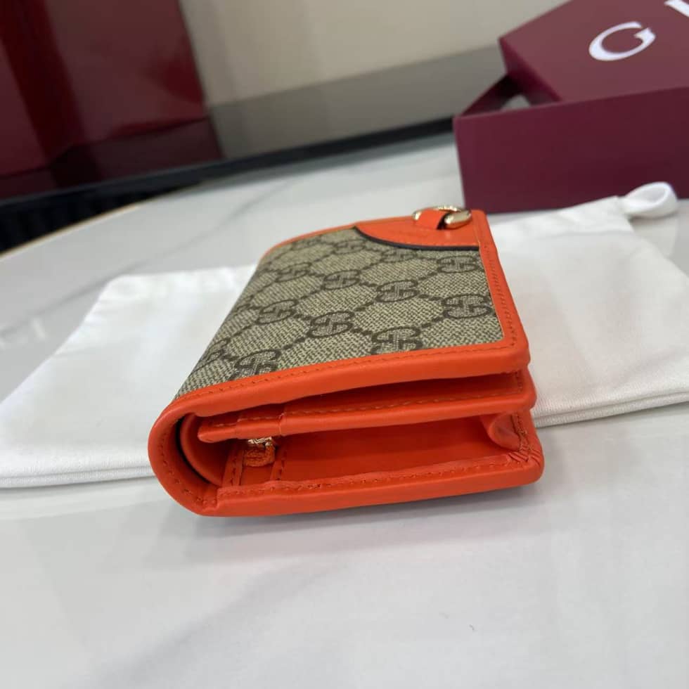Gucci GG Emblem Small Beige Orange Wallet 820692_3_163786 Gucci GG Emblem Small Beige Orange Wallet 820692