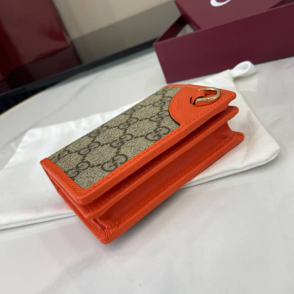 Gucci GG Emblem Small Beige Orange Wallet 820692_4_163786 Gucci GG Emblem Small Beige Orange Wallet 820692